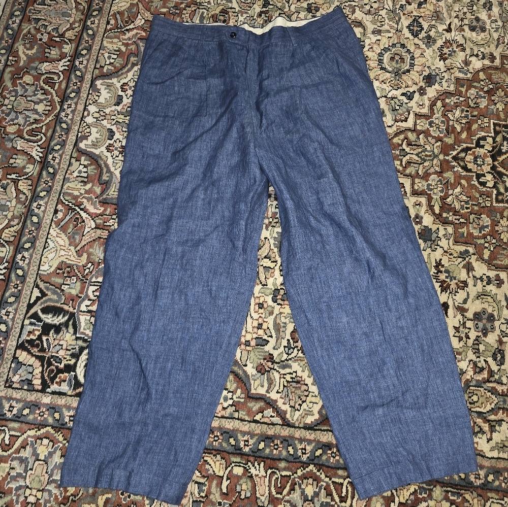 Hugo Boss Men's Blue 100% Linen Dress Pants US 40R